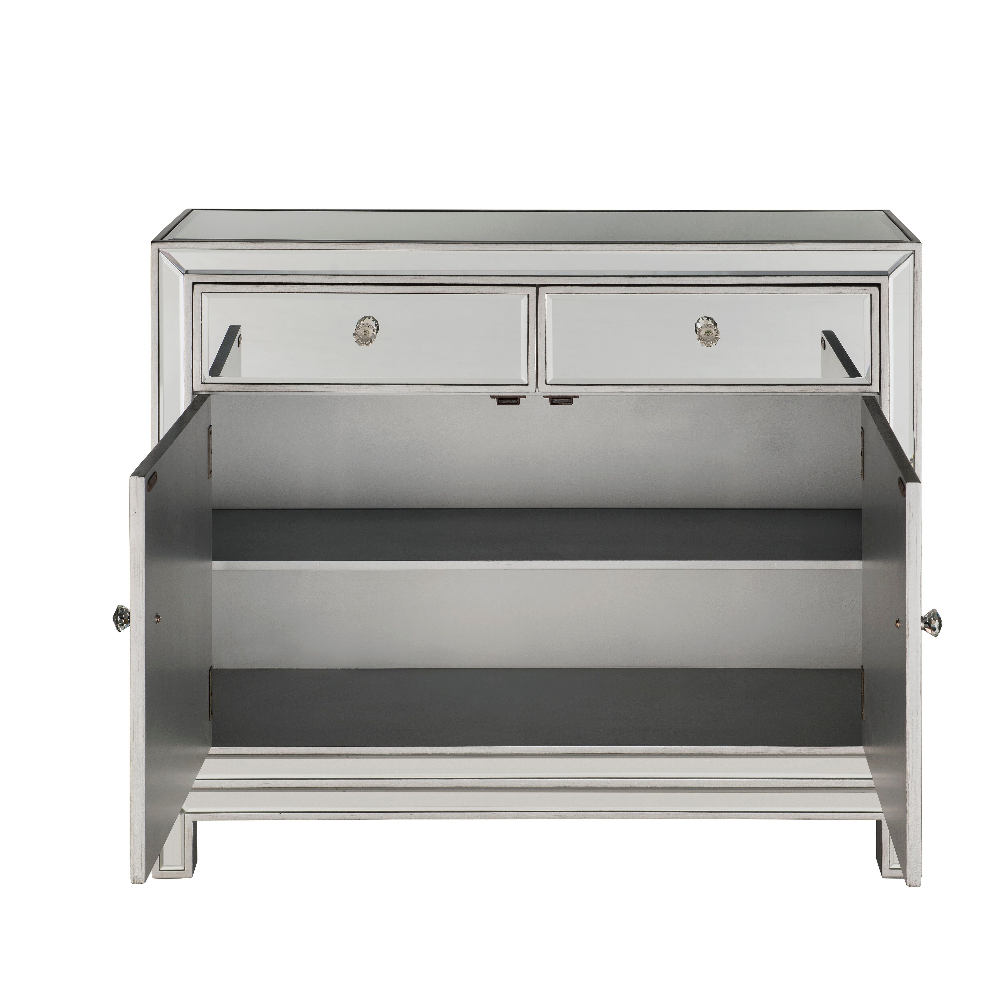 Shop 38 Wide Nightstand 2 Drawers 2 Doors In Antique Silver Or Gold Overstock 18000318