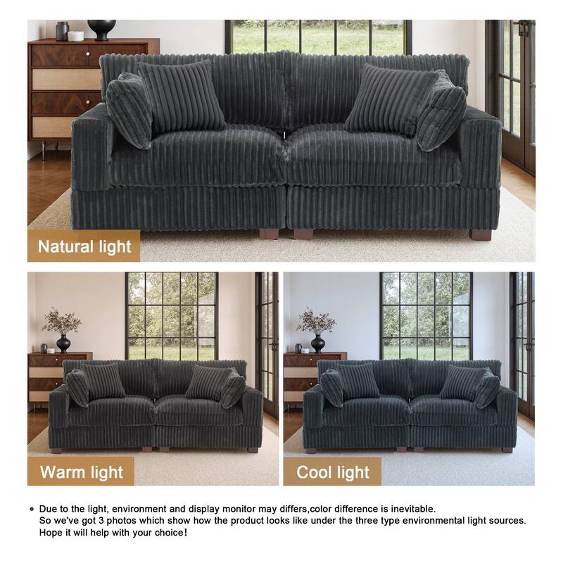 40" Oversized Plush Flannel Upholstered Ottoman Footstool Set of 2