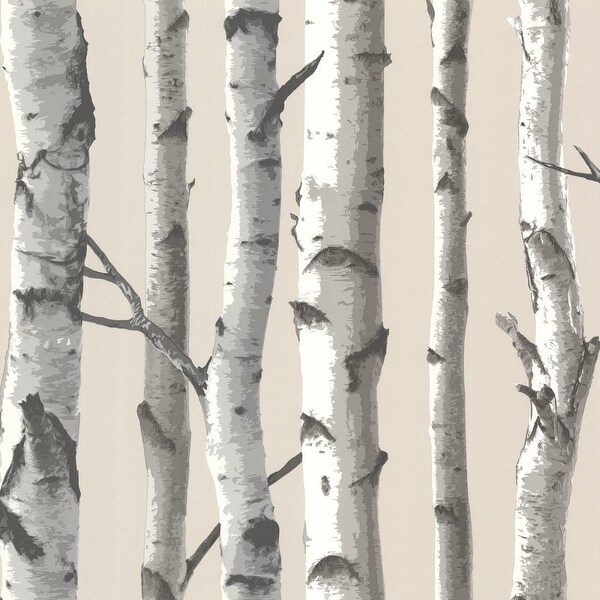 Brewster TLL21499 Tuxbury Beige Birch Tree Wallpaper - beige birch tree - N/A