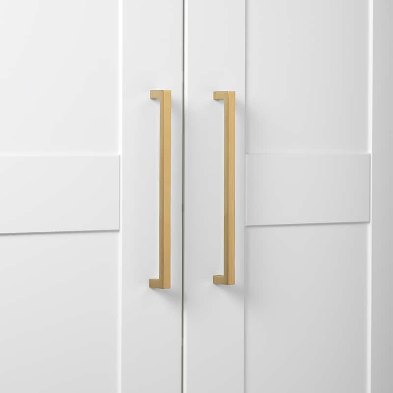 Gliderite 7.56-inch Satin Gold Solid Square Bar Pull Handle Pack of 25