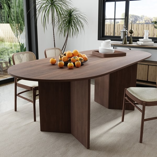 Nordic Style Solid Wood Oval Dining Table - Perfect for 6 People Gatherings 67'' - 67*34*30