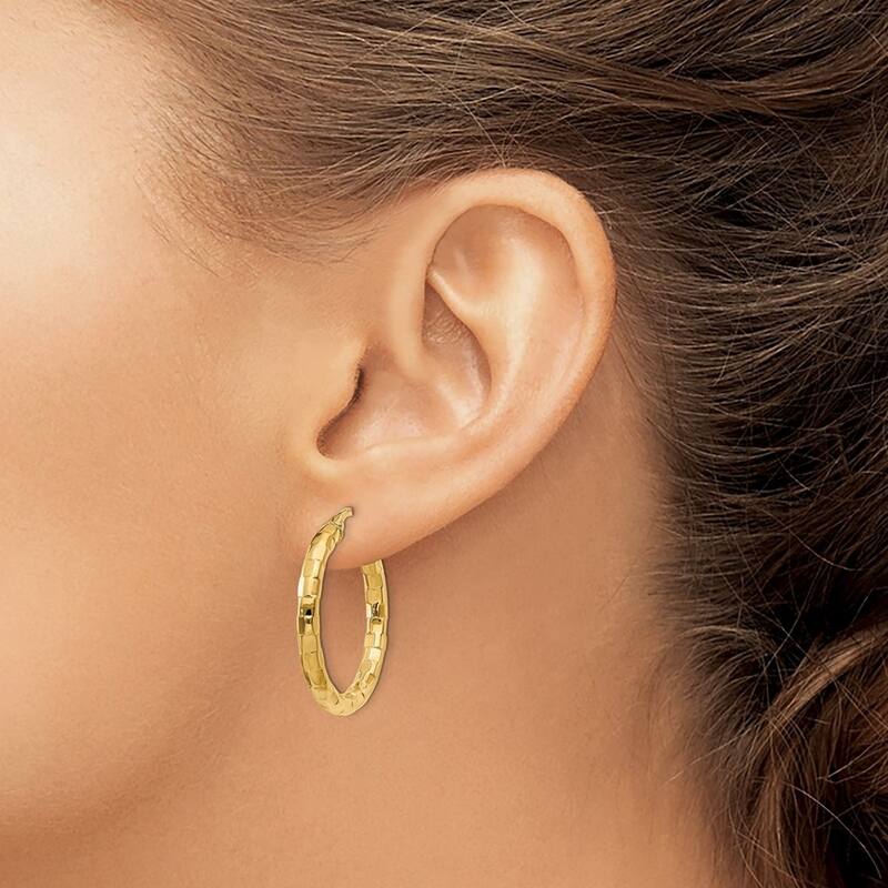 Curata 14k Yellow Gold Light Twisted Hoop Earrings - 21x4mm