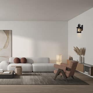 2-Pack LED wall lights matte black and clear house lights iron and glass garage light