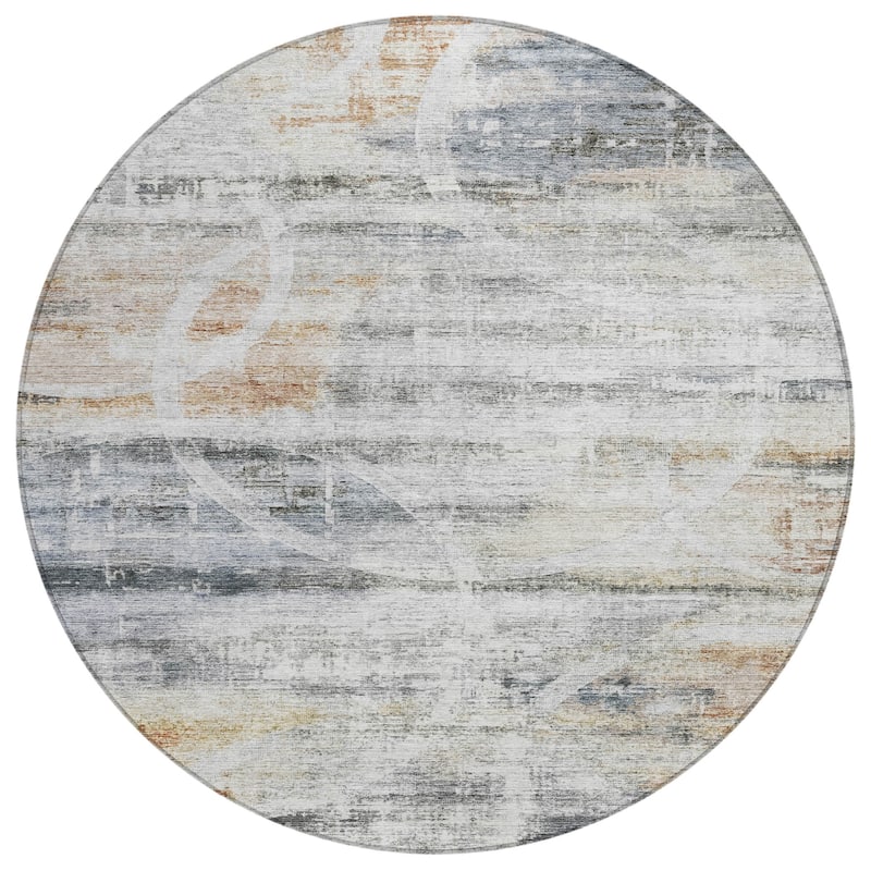 Machine Washable Indoor/ Outdoor Abstract Contemporary Chantille Rug