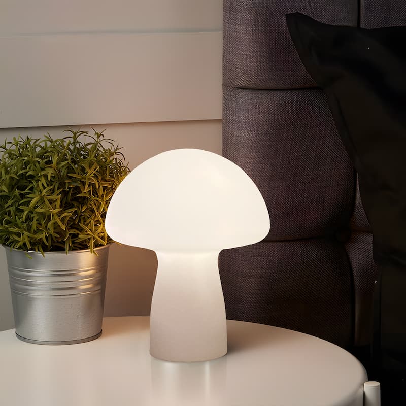 Modern Glass Mushroom Novelty Table Lamp with Stripes - White(Style1)
