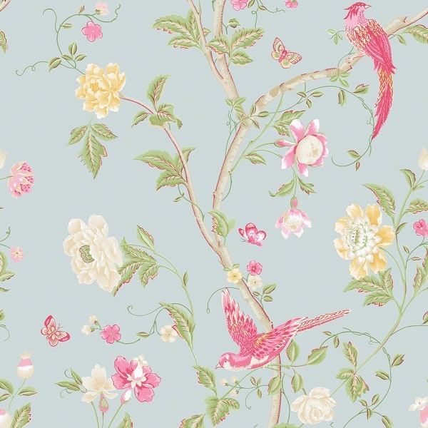 slide 2 of 5, Laura Ashley Summer Palace Duck Egg Wallpaper