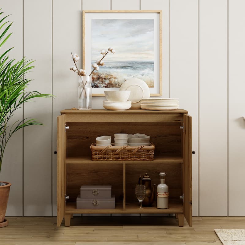 Buffet Cabinet with 3 Compartments for Dining Room, 32.4"H Sideboard