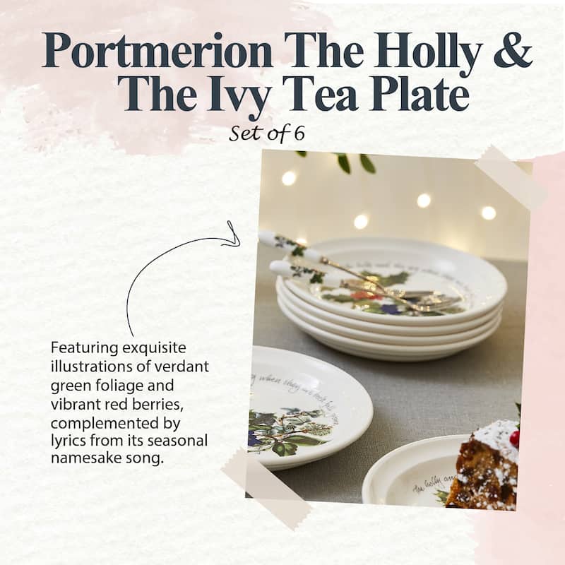 Portmeirion Christmas The Holly and Ivy Set of 6 Plates