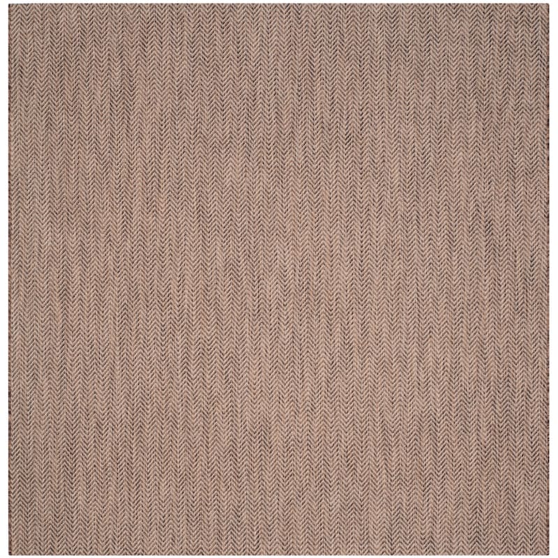 SAFAVIEH Courtyard Carolann Indoor/ Outdoor Waterproof Patio Backyard Rug - 4' x 4' Square - Brown/Beige