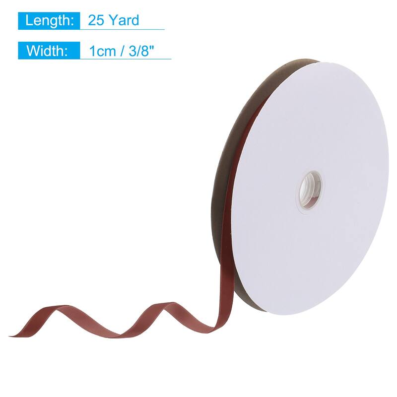 Velvet Ribbon 25 Yard Single Face Spool Silky for Gift Wrapping Decor - Brown - 3/8 Inch x 25 Yard