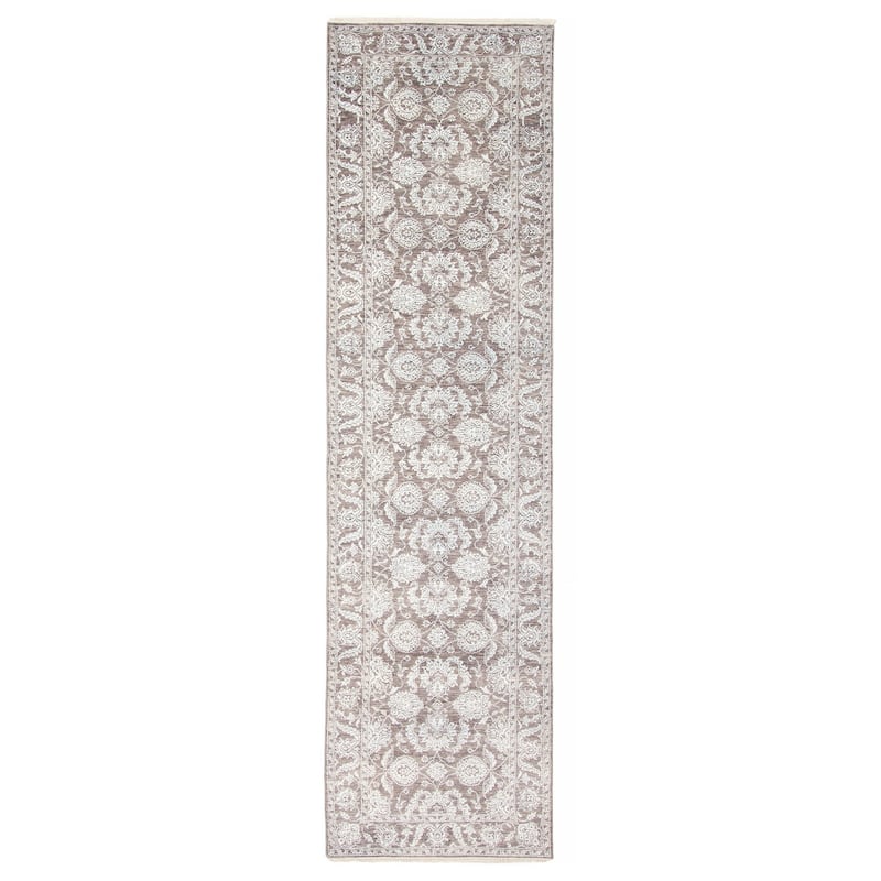 ECARPETGALLERY Hand-knotted Heritage Grey Silk, Wool Rug - 2' 8" x 10' - Grey - 2' 8" x 10' - Runner