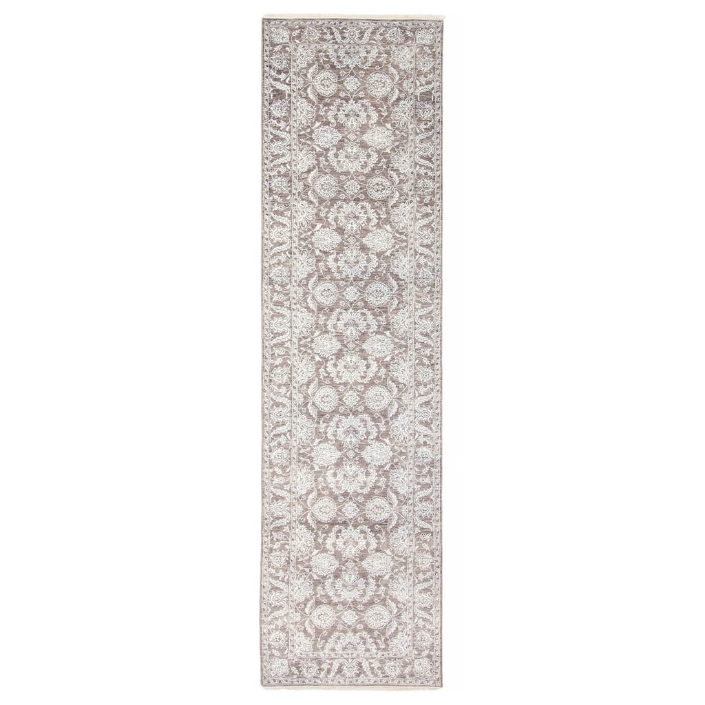 ECARPETGALLERY Hand-knotted Heritage Grey Silk, Wool Rug - 2' 8" x 10'