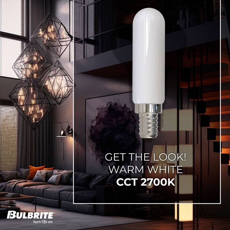 Bulbrite LED Filament Pack of (4) 4.5 Watt Dimmable T6 Light Bulbs with a Milky Finish and Candelabra (E12) Base