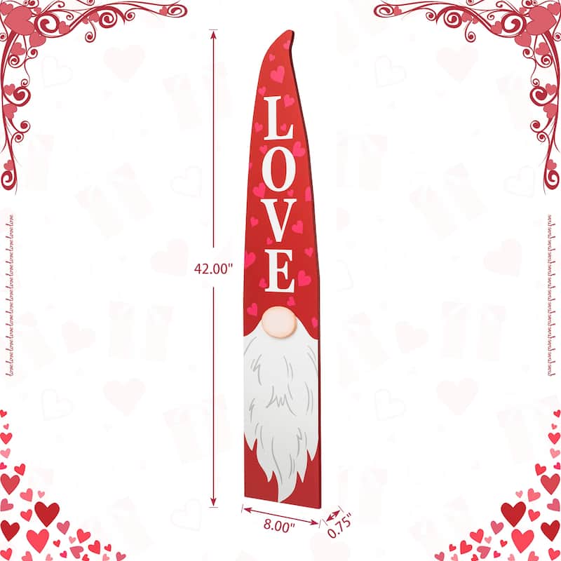 Glitzhome Wooden Happy Valentine's Day Porch Sign Decor