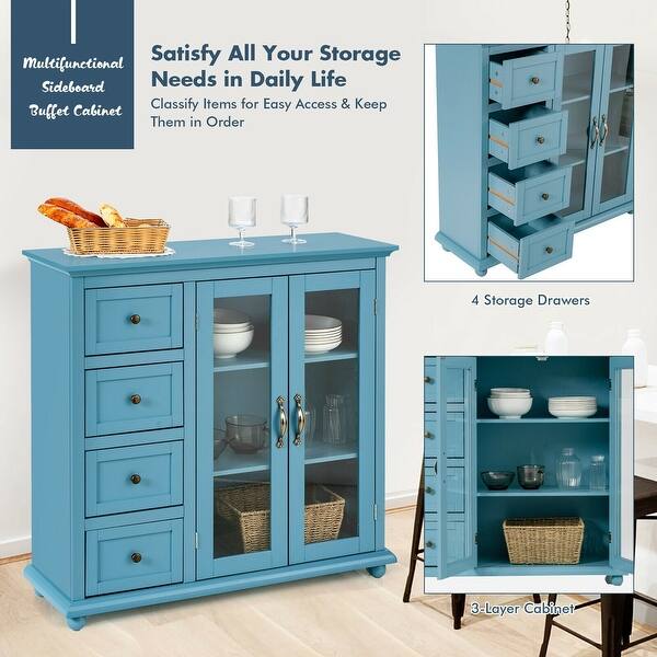 Buffet Sideboard Table Kitchen Storage Cabinet With Drawers And Doors 36 X 12 X 36 5 L X W X H Overstock 33181725