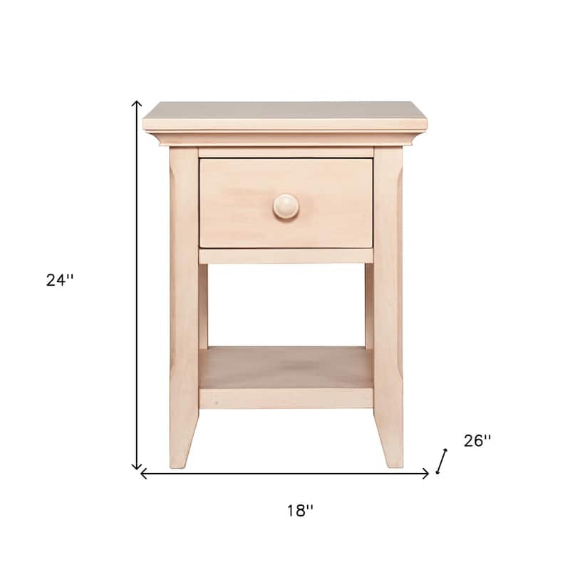 HomeRoots 24" Sand Solid Wood Solid and Manufactured Wood One Drawer Nightstand