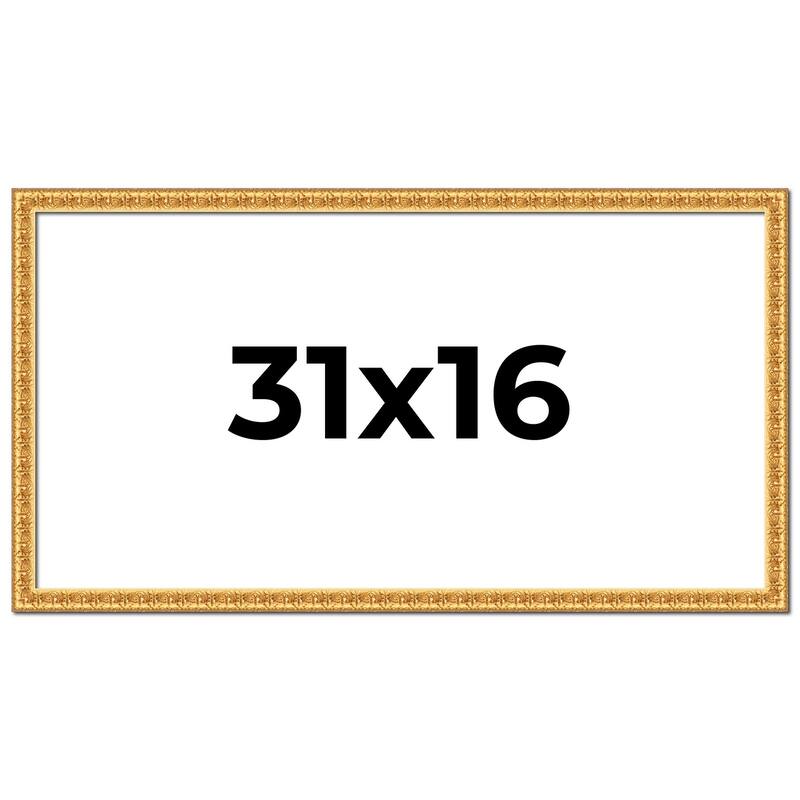 31x16 Frame Gold Real Wood Picture Frame Width 1 inches | Interior