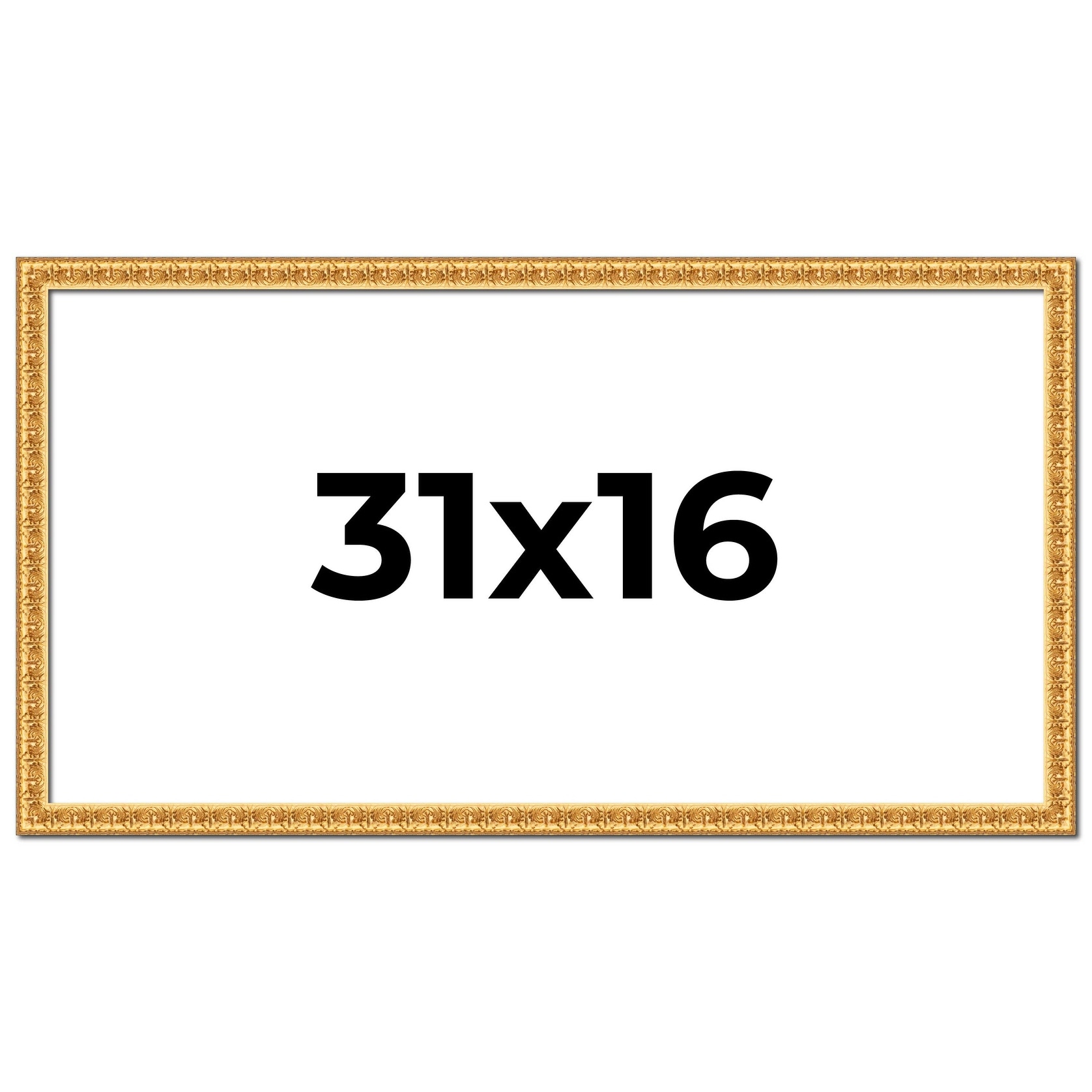 31x16 Frame Gold Real Wood Picture Frame Width 1 inches | Interior