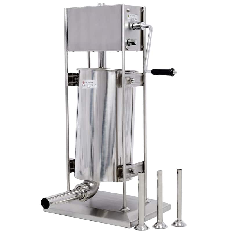 4-Gallon Stainless Steel Commercial Dual Speed Vertical Sausage Maker Meat Filler with 4 Stuffing Tubes