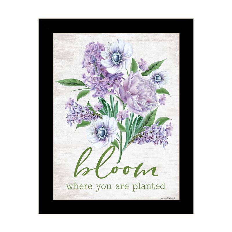TrendyDecor4U Contemporary "Bloom Where You Are Planted" Framed Print Wall Art - Black