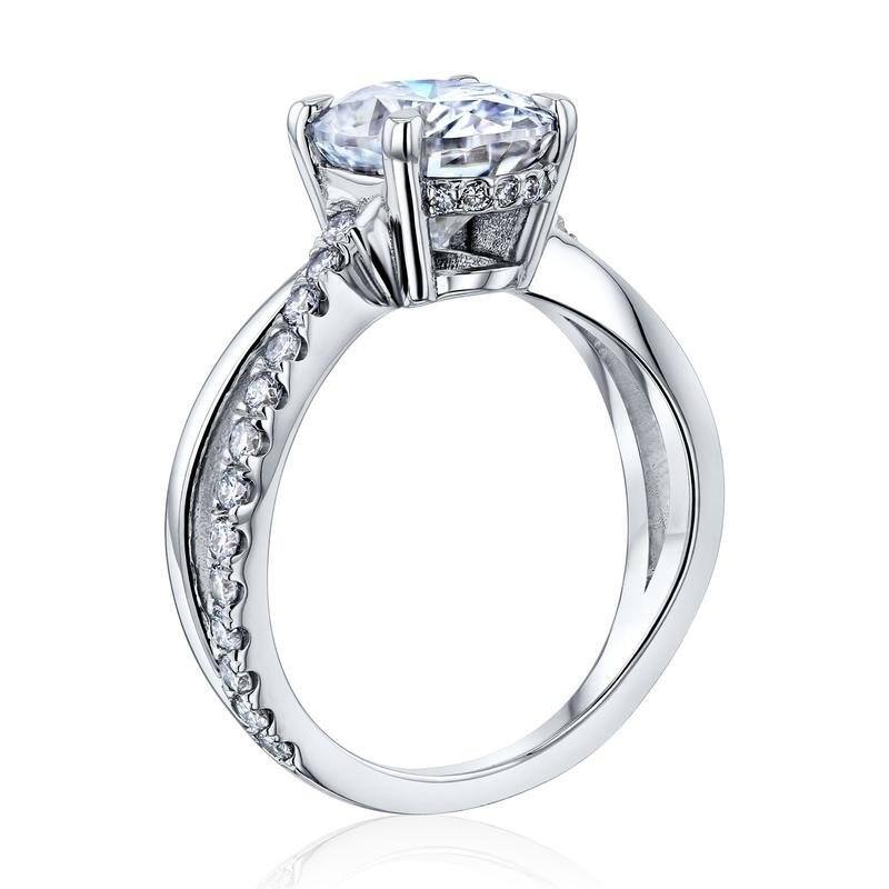 Kobelli 2.5 Carat Moissanite & Lab Grown Diamond 14k Solid Gold Oval Ribbon Ring