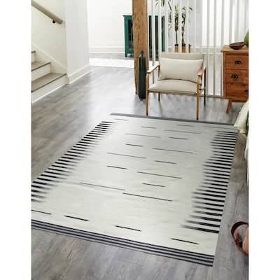 Home Decor Beige and Brown Hand-Woven Wool Flat Modern Weave Rug by EORC Elegant Area Rug for Adding Warmth and Contemporary