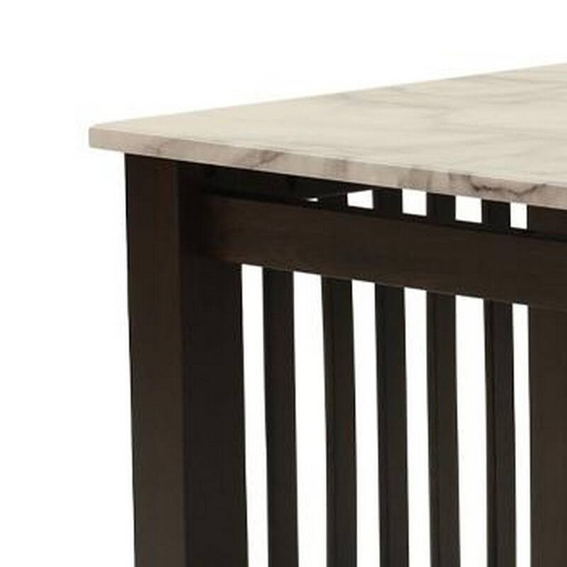 26 in. Tobacco Brown and White Square Faux Marble End Table, Sturdy Build End Side Table for Living Rooms