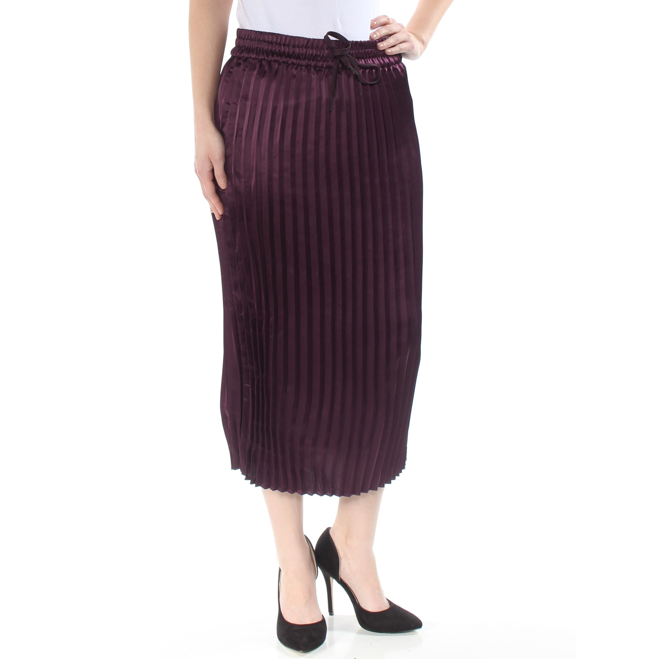 NEW BURGUNDY PLEATED CALF LENGTH SKIRT SIZE 14