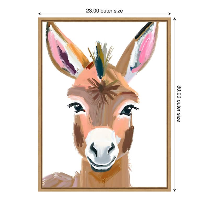 Esel Donkey by Ohkimiko Framed Canvas Wall Art - 23 x 30 in