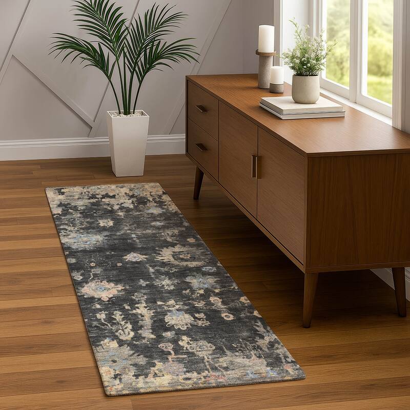 Machine Washable Indoor/ Outdoor Vintage Traditional Chantille Rug