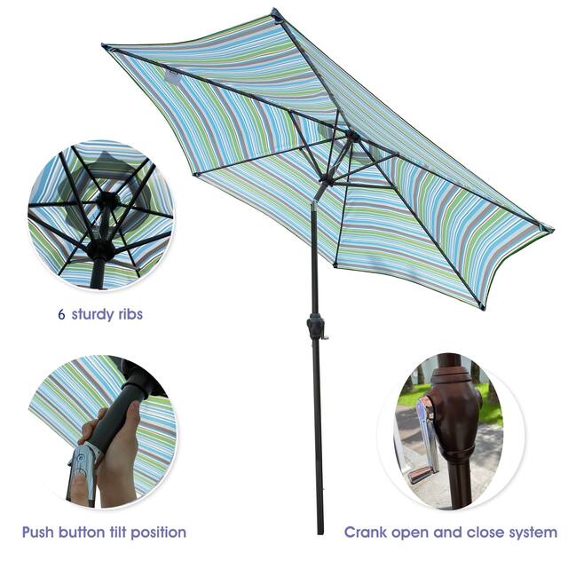 9' Outdoor Patio Steel Market Umbrella With Push Button Tilt and Crank
