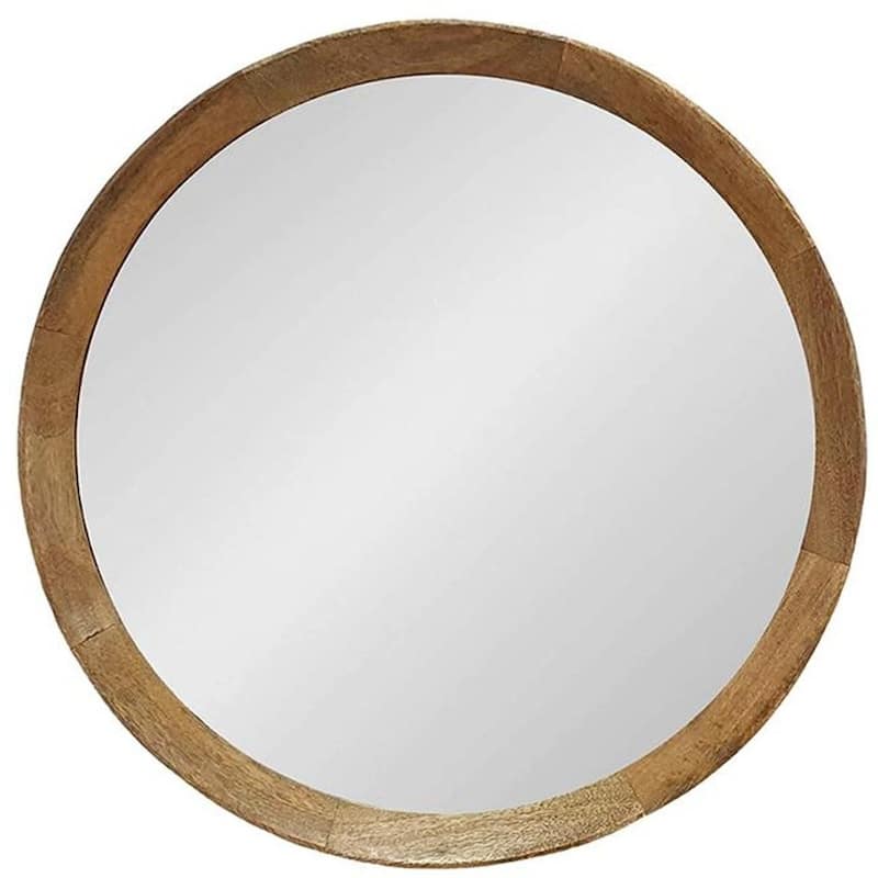 HomeRoots 20" Natural Round Wood Framed Accent Mirror - 19.8' X '19.7' X '2.8