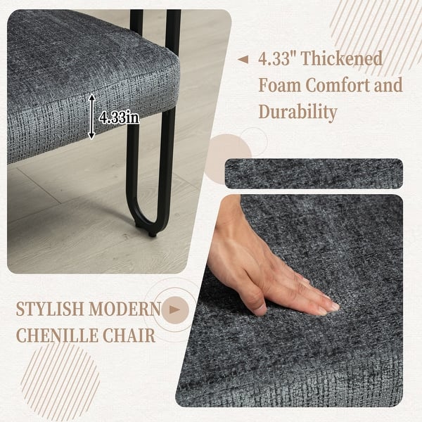 Chenille/PU Upholstered Unique Design 2 Seater Loveseat Chair with Metal Legs for Living Room