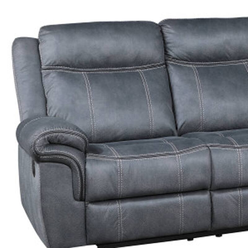HomeRoots Gray Velvet Reclining L Shaped Six Piece Corner Sectional With Console - 131