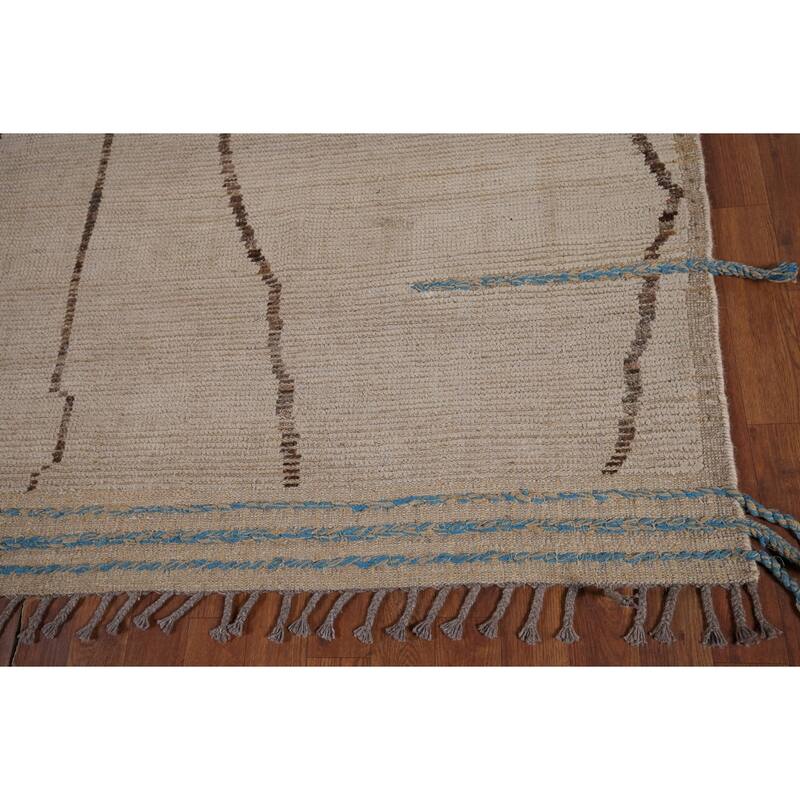 Earth Tone Moroccan Modern Rug Hand-Knotted Contemporary Wool Carpet - 7'9"x 11'8"