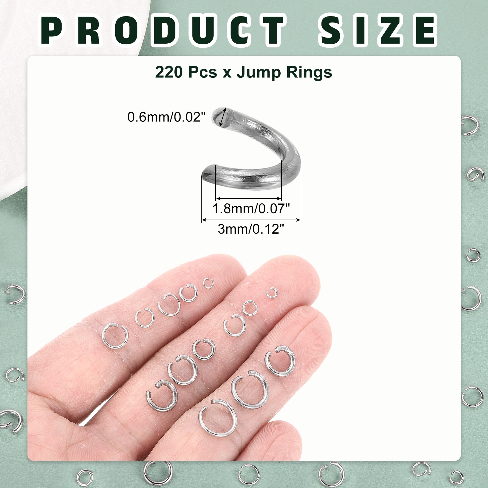 120pcs Silver Open Jump Rings, 2mmx3mm 316 Stainless Steel Split O Rings