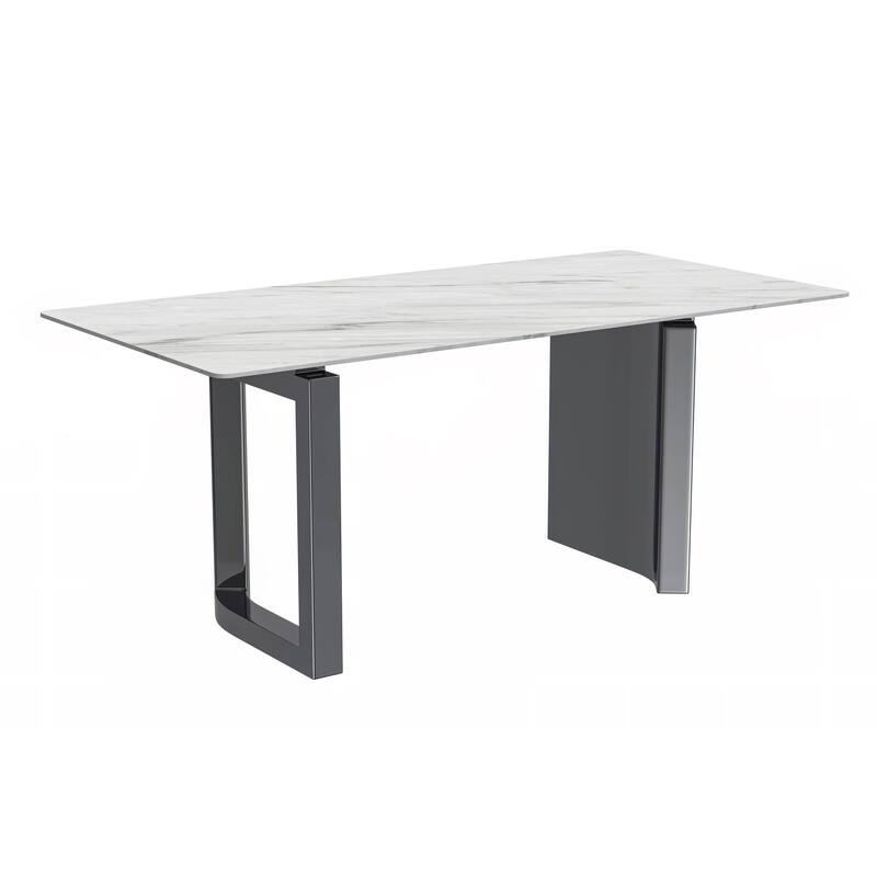 Astra Series Dining Table with Sintered Stone/Glass Top - 62 Inch - White