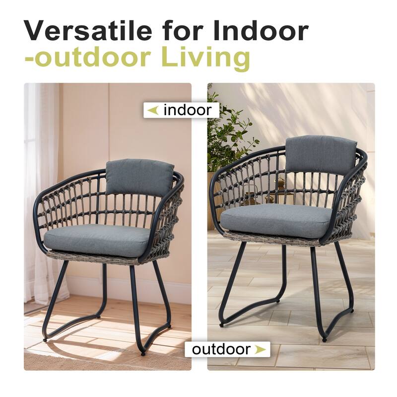 7-Piece Set Outdoor Patio Aluminum Dining Table and PE Rattan Wicker Dining Chairs