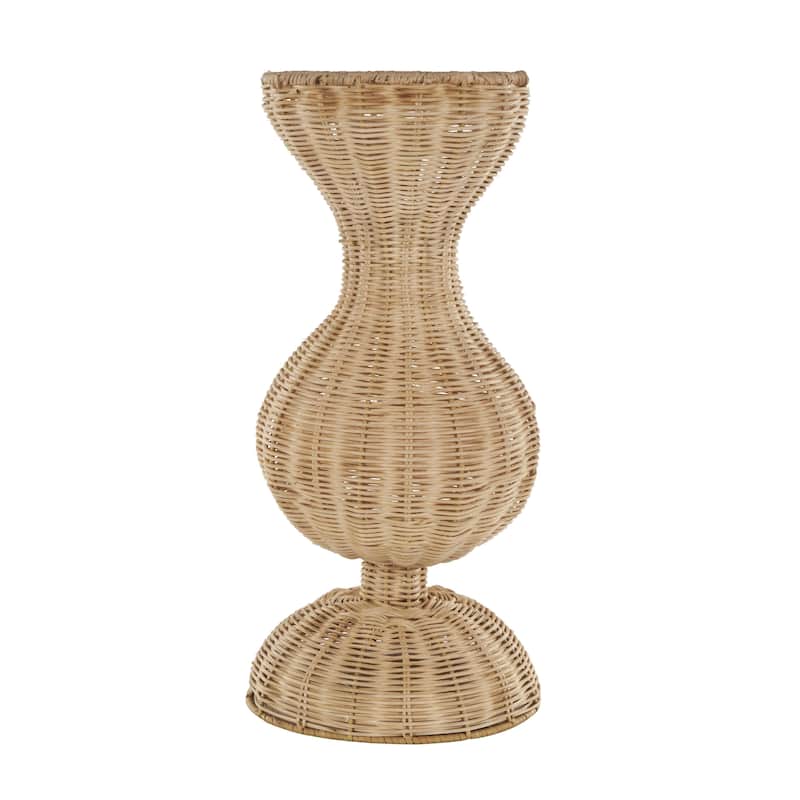 Rattan Handmade Woven Hourglass Decorative Vase with Dome Base - Brown - Roche River Decor