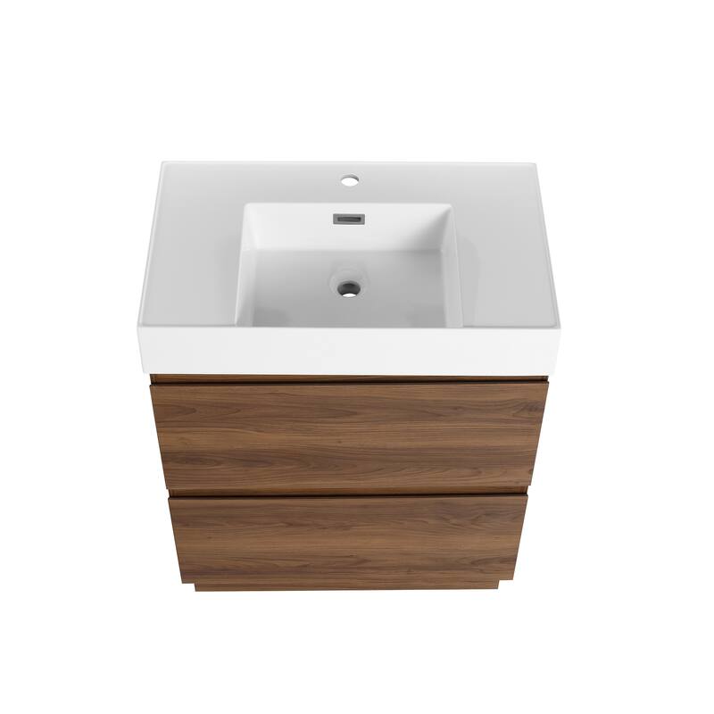 30 in. W x 18 in. D x 35 in. H Single Sink Freestanding Bath Vanity with White Resin Top