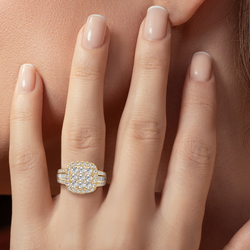 AEON Luminara Royale Cushion 1.50ct Lab Grown Diamond Cluster Halo Ring