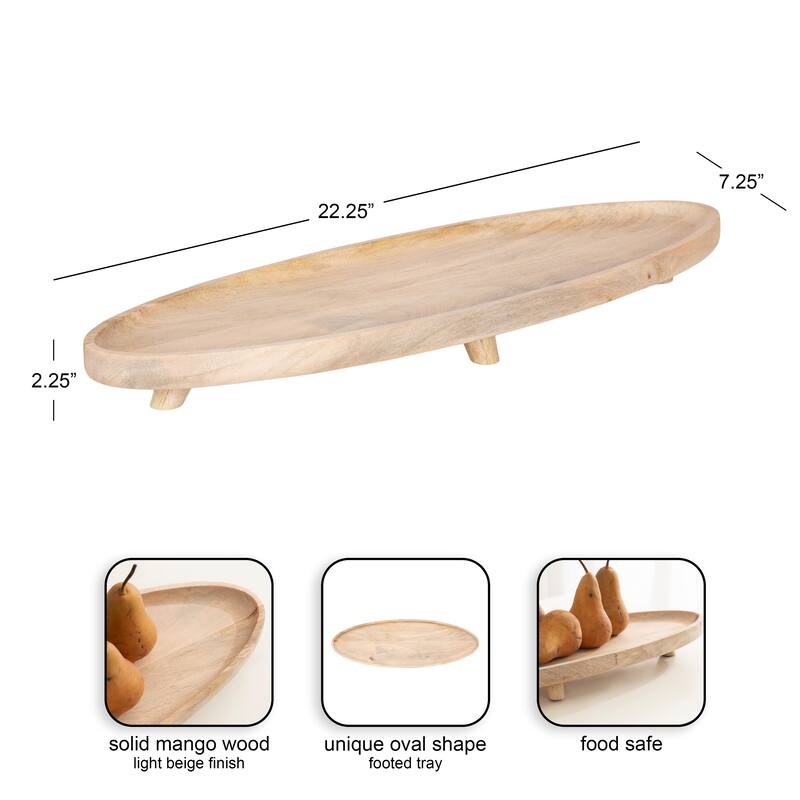 Kate and Laurel Tomaz Oval Footed Tray Wood