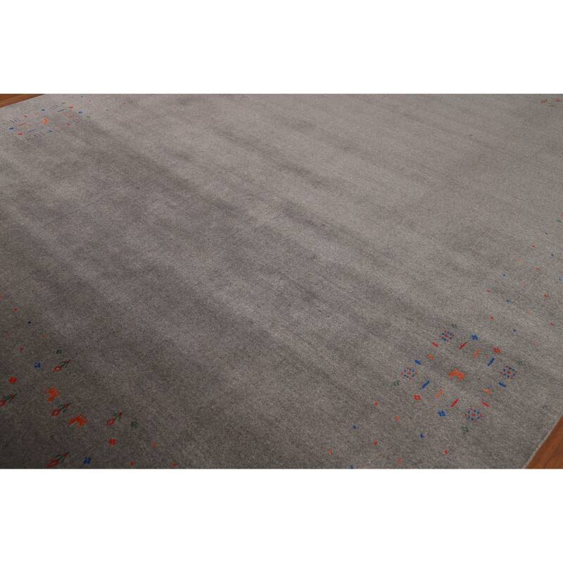 Gray Tribal Gabbeh Oriental Area Rug Handmade Wool Carpet - 8'1" x 9'8"