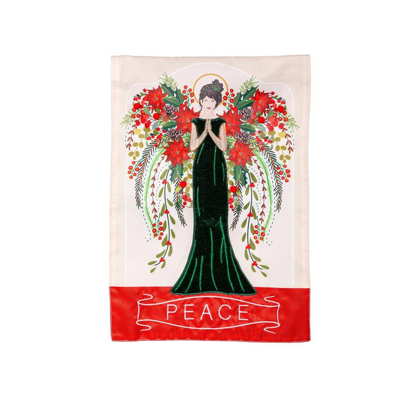 12.5 in. x 18 in. Floral Angel Applique Garden Flag - Multicolor - 12.5 in x 18 in