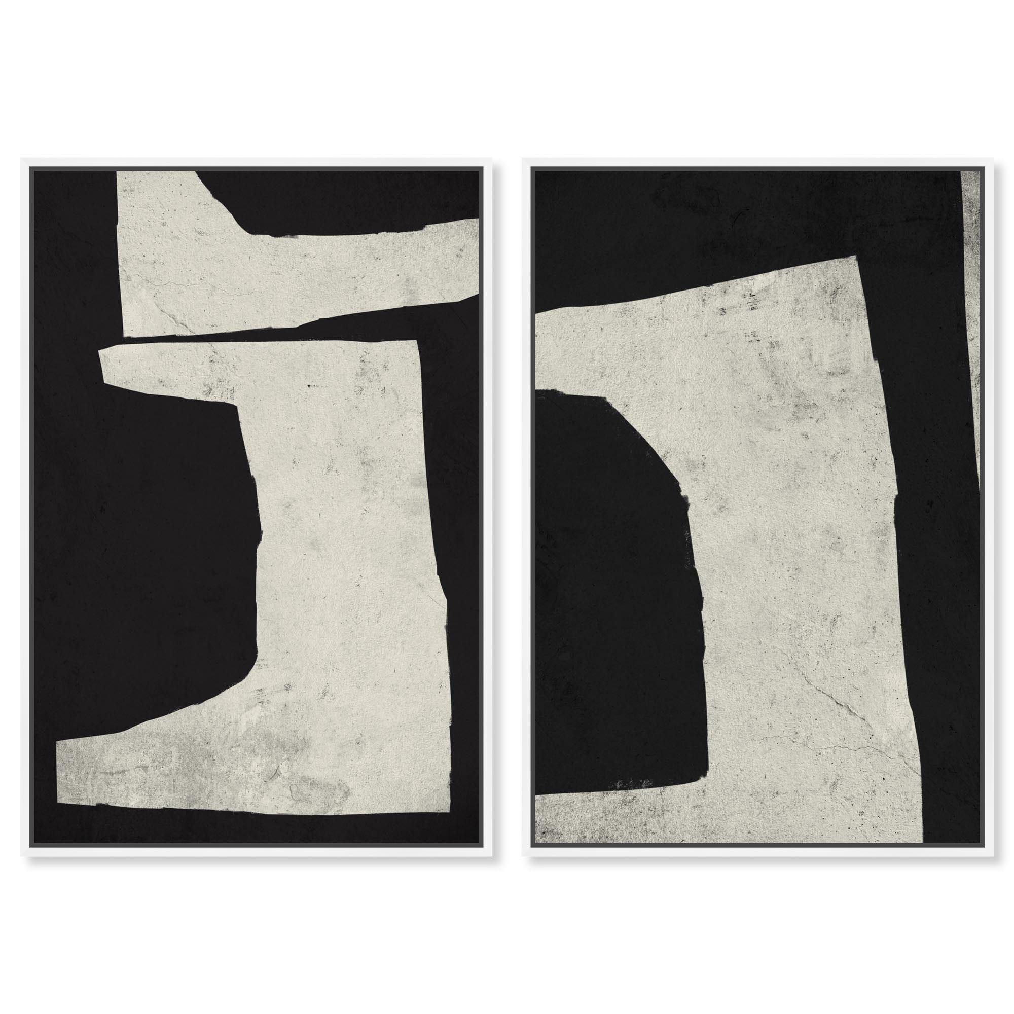 Luxe Abstract Pair Boho Art 2 Panel Set Framed Canvas Print by Art Remedy