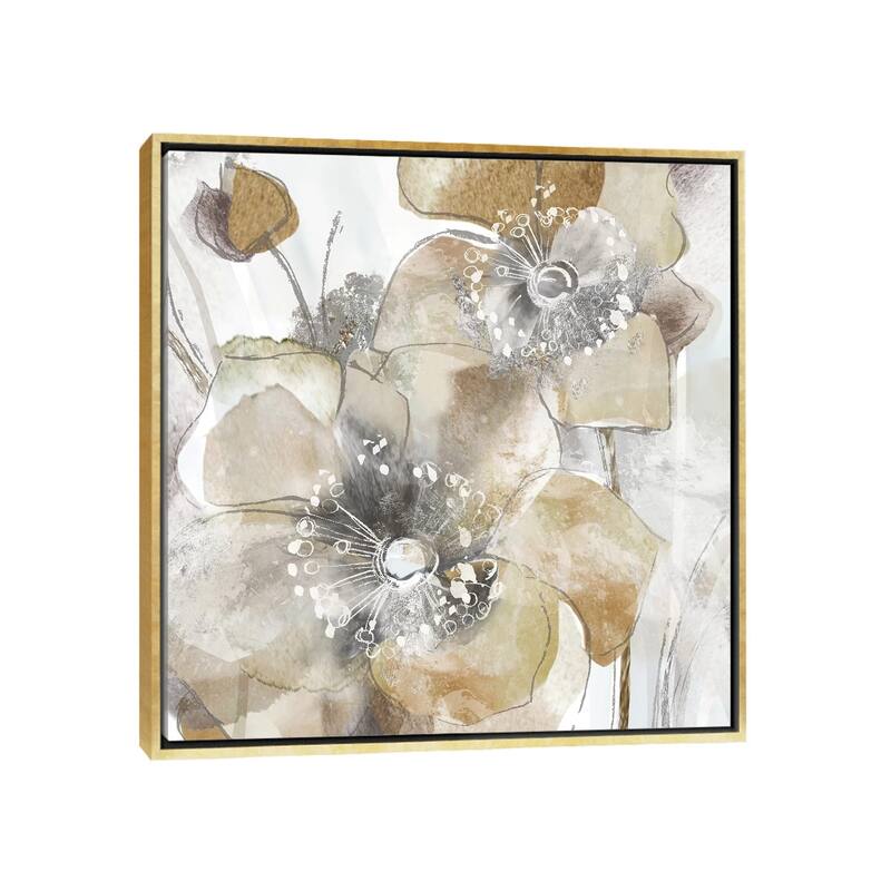 iCanvas "Taupe Spring Poppy II" by Maria Donovan Framed Canvas Print - Gold - 26x26