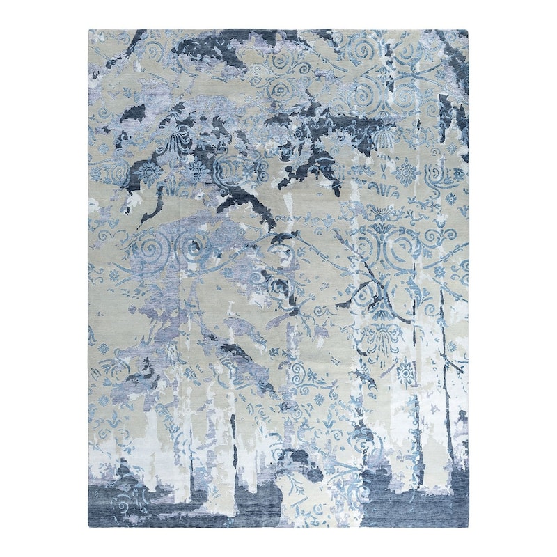 Modern One-of-a-Kind Hand-Knotted Area Rug - Beige, 9' 4" x 12' 2" - 9' 4" x 12' 2"
