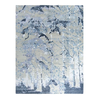 Modern One-of-a-Kind Hand-Knotted Area Rug - Beige, 9' 4" x 12' 2" - 9' 4" x 12' 2"