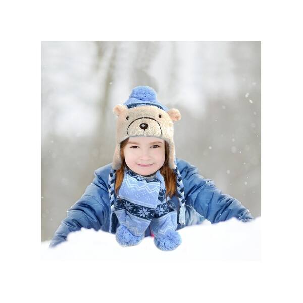 Shop Kid S Warm Fun Bear Animal Fashion Winter Scarf Hat Set For