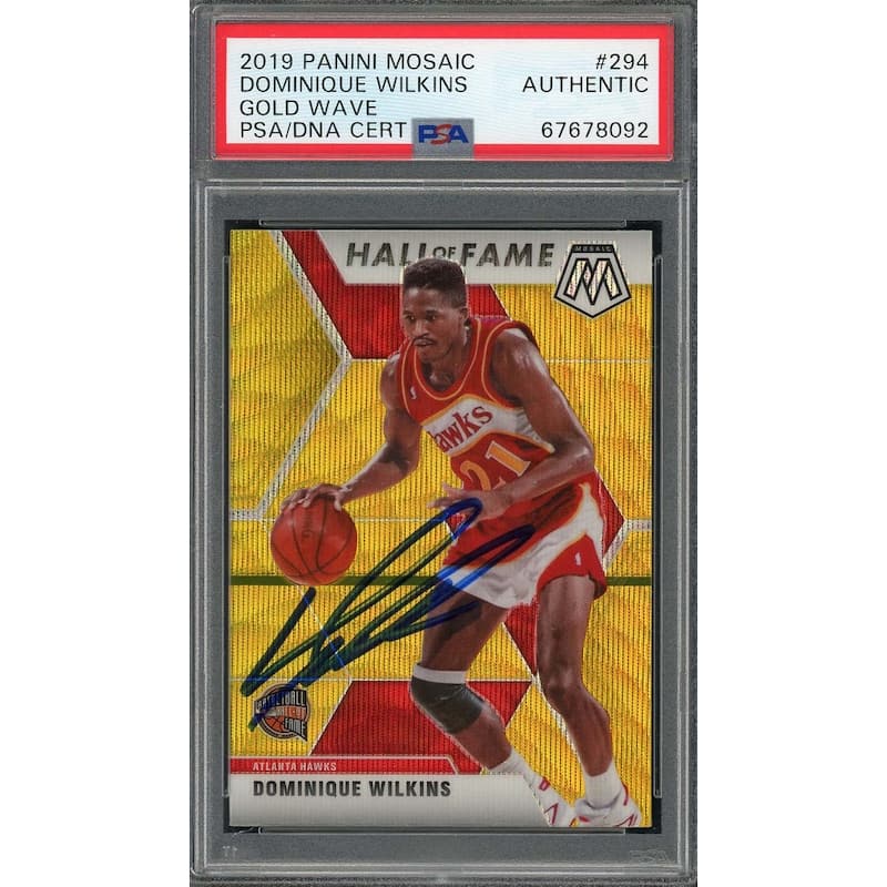 Dominique Wilkins 2019 Panini Mosaic Gold Wave Signed Card #294 Auto PSA - 8'6" x 11'6"